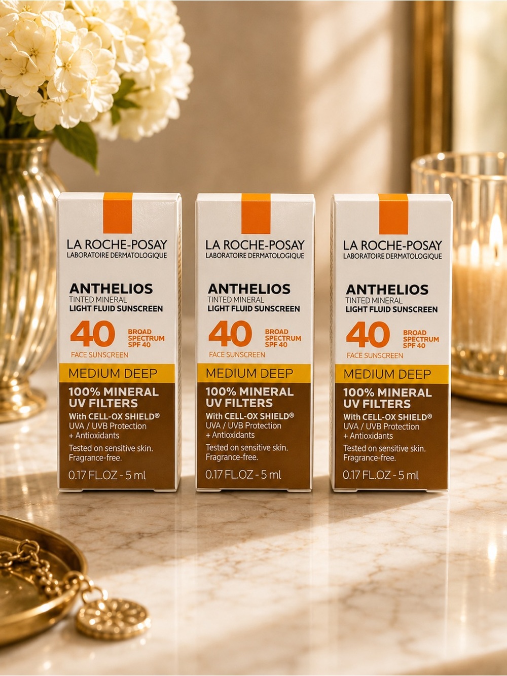La Roche-Posay Anthelios Tinted Mineral SPF 40 Medium Deep (3 Pack) Travel Size